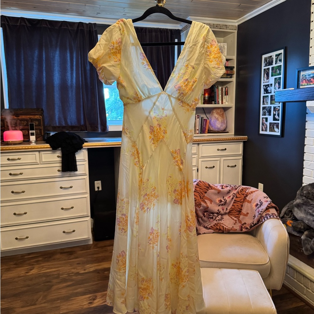 Free People Cream and Yellow Floral Maxi Dress